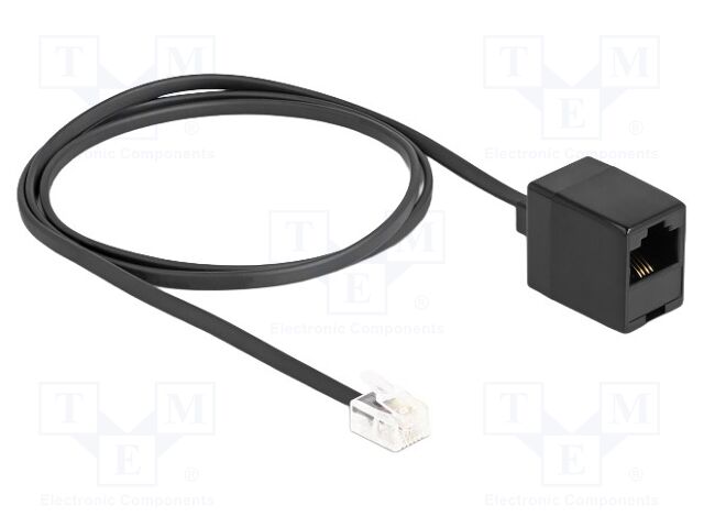 Cable: telephone; RJ11 plug,RJ45 socket; 1m; black; 28AWG