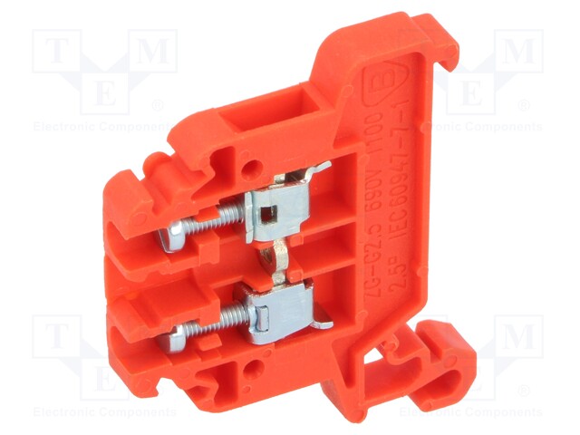 Splice terminal: rail; 0.5÷2.5mm2; ways: 1; terminals: 2; red; TS35