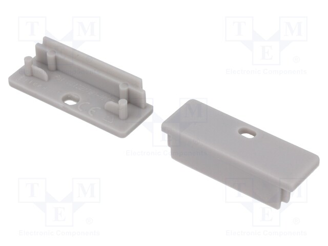 Cap for LED profiles; grey; ABS; Application: WIDE24; V: with hole