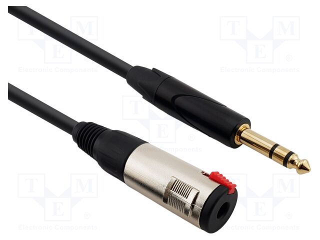 Cable; Jack 6,3mm socket,Jack 6,3mm plug; 15m; black; Øcable: 6mm