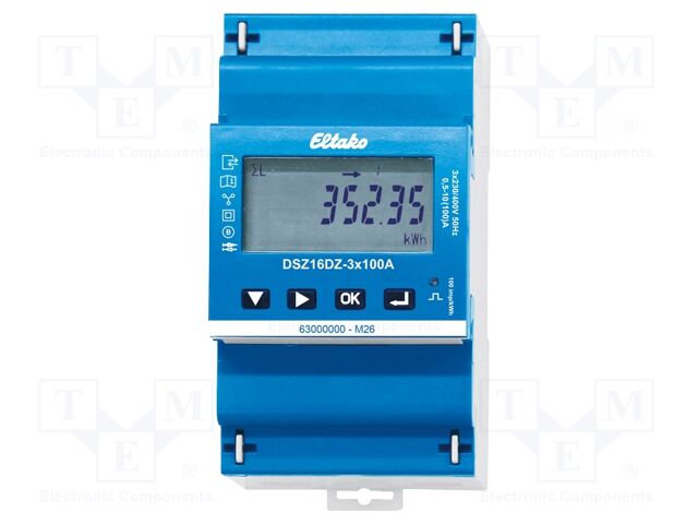 Single phase meter; for DIN rail mounting; IP20; Ioper.max: 100A
