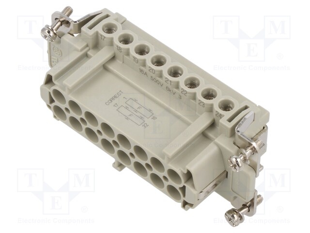 Connector: HDC; contact insert; female; CNE; PIN: 32; 32+PE; 16A