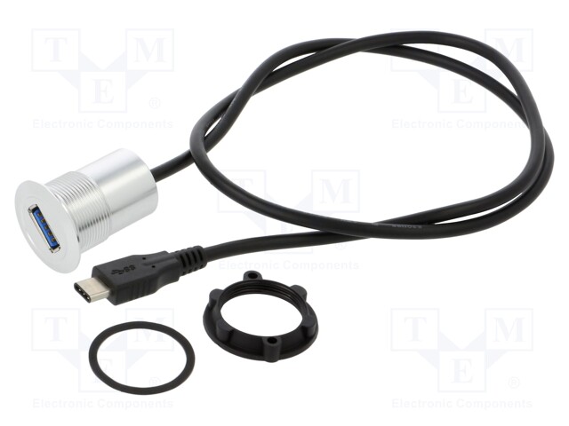Adapter; USB A socket,USB C plug; Thread: M22; 1÷10mm