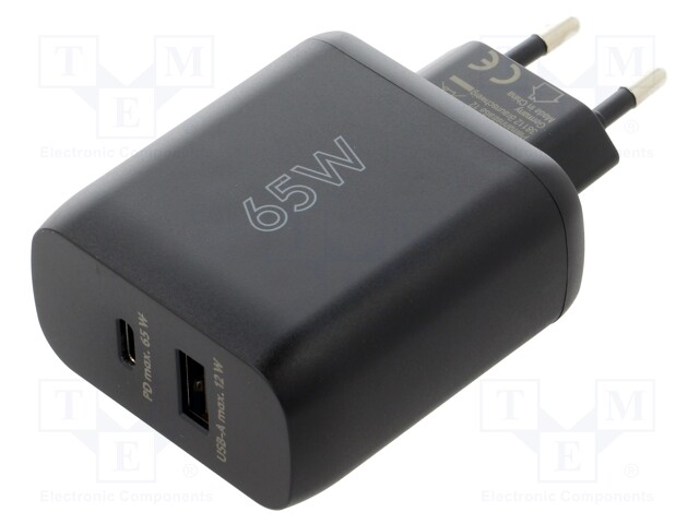 Power supply: switched-mode; plug; 65W; Plug: EU; Usup: 110÷240VAC