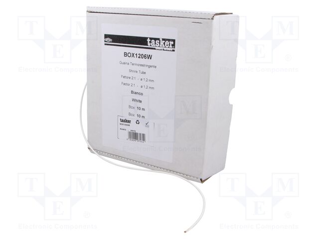 Heat shrink sleeve; glueless; 2: 1; 1.2mm; L: 10m; white