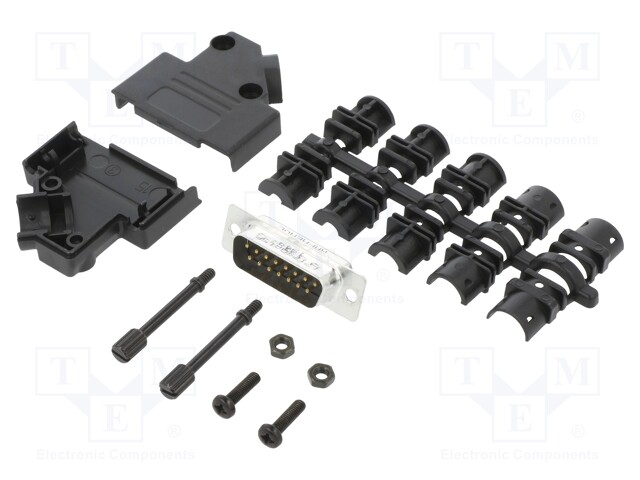 D-Sub; PIN: 15; male; unshielded; angled 45°; soldering; for cable