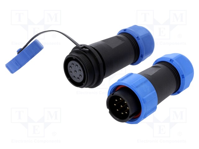 Connector: circular; male + female; PIN: 9; 3A; IP67; 500V