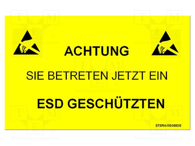Information board; ESD,self-adhesive; 300x150mm; black,yellow
