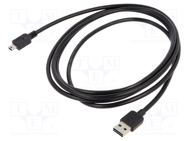 Cable; USB 2.0; USB A plug double sided,USB B mini plug; 2m