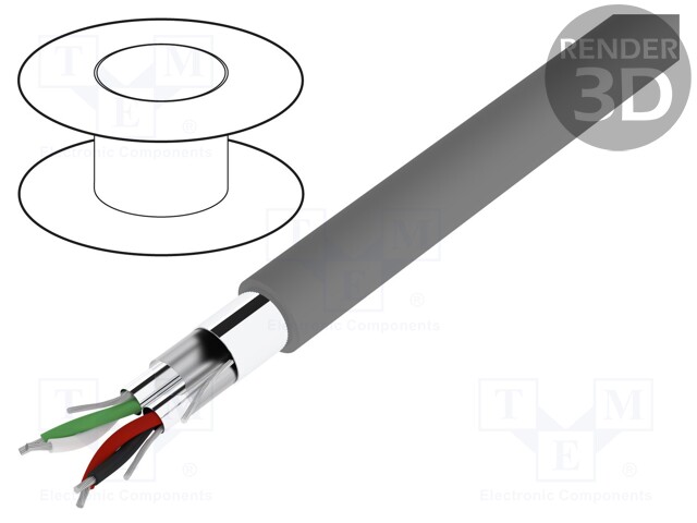 Wire; Alpha Essential C&C; 2x2x22AWG; PVC; dark grey; 300V; 305m