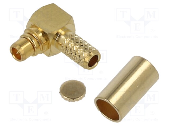 Plug; MMCX; male; angled; 50Ω; RG174,RG188,RG316; for cable; teflon