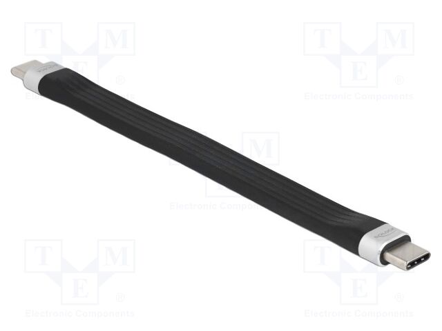 Cable; USB C plug,both sides; 0.13m; black; 10Gbps; 3A