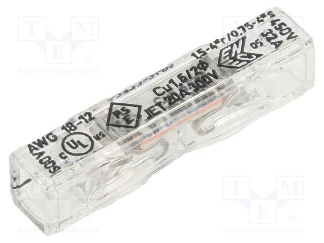 Quick splice; 2273; spring clamp; 0.75÷4mm2; 32A; ways: 1; straight