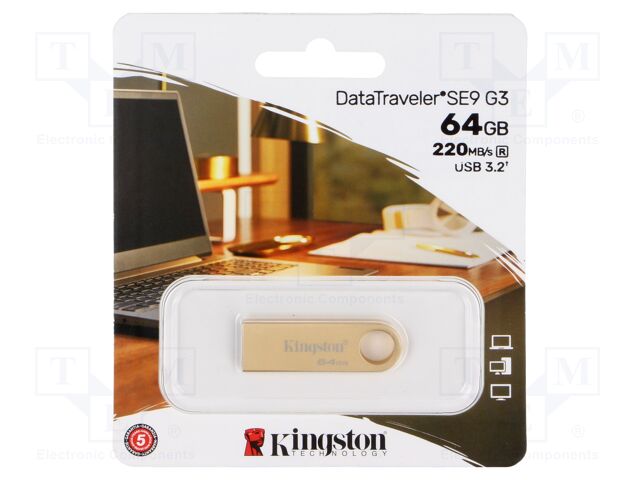 Pendrive; USB 3.2 Gen 1; 64GB; R: 220MB/s; W: 100MB/s; golden; USB A
