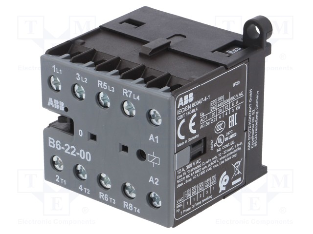 Contactor: 4-pole; NC x2 + NO x2; 48VAC; 6A; DIN,on panel; B6