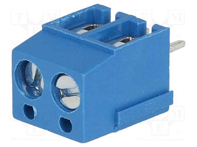 PCB terminal block; angled 90°; 5mm; ways: 2; on PCBs; 2.5mm2; 16A