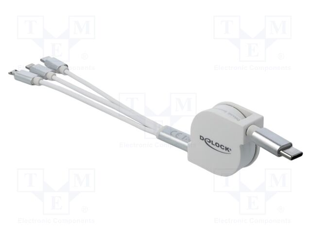Cable; USB 2.0,rolled; 0.98m; white; 23AWG; 5V; 2.1A
