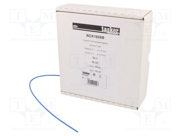 Heat shrink sleeve; glueless; 2: 1; 1.6mm; L: 10m; blue; polyolefine
