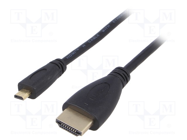 Cable; HDMI 1.4; HDMI micro plug,HDMI plug; 1.5m; black