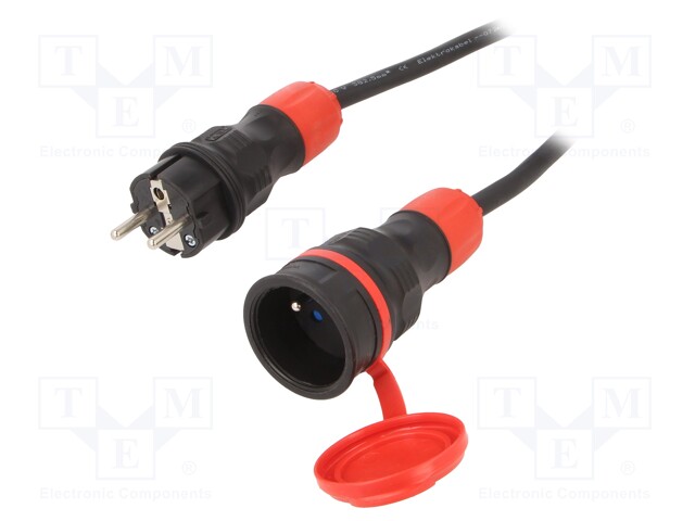 Extension lead; Sockets: 1; rubber; black; 3x2,5mm2; 15m; 16A