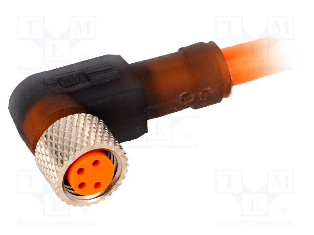 Connector: M8; 5m; female; PIN: 4; angled 90°; plug; PVC
