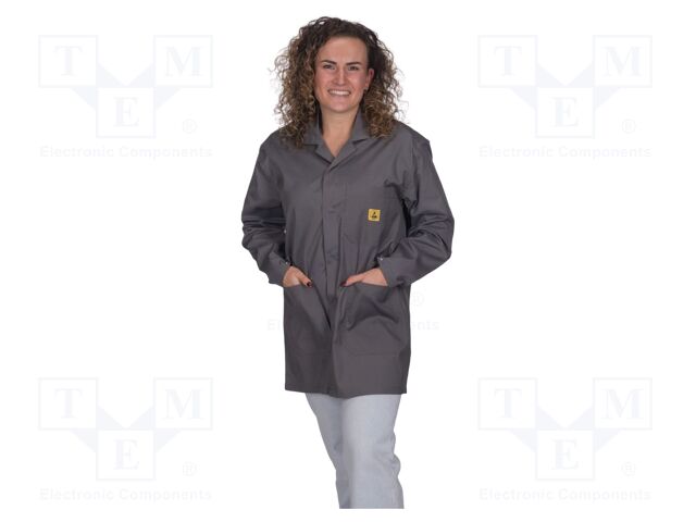 Coat; ESD,unisex; grey; L; cotton,polyester,conductive fibers