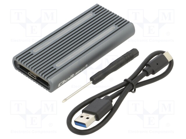 Hard discs housing: M.2; PnP; SATA III,USB 3.1; 47x102x15mm; grey