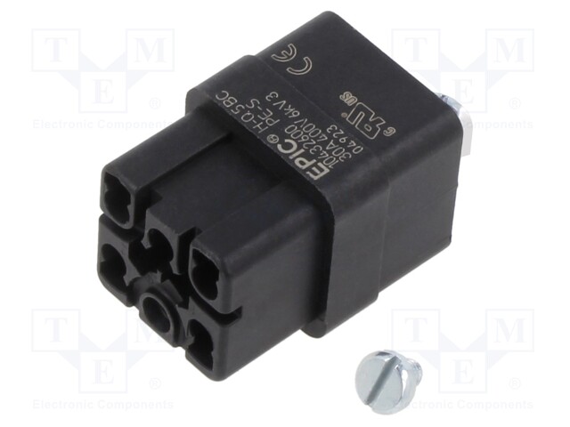 Connector: HDC; contact insert; female; EPIC H-Q; PIN: 6; 5+PE; 30A