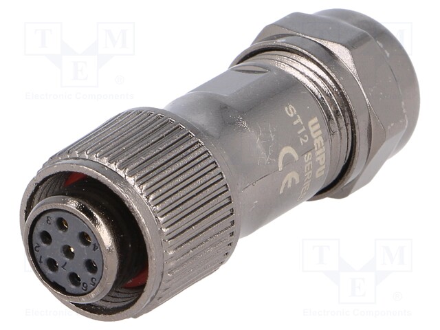 Plug; female; ST12; PIN: 7; IP67; 5÷8mm; 5A; soldering; for cable