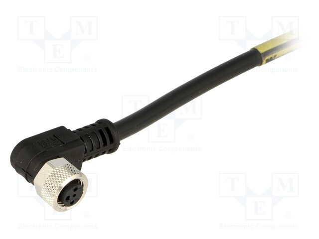 Connector: M8; female; PIN: 3; angled 90°; with lead; plug; 3A; 60V