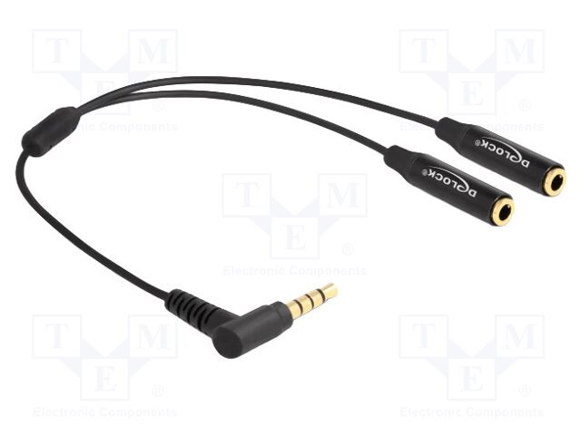Cable; Jack 3.5mm 4pin socket x2,Jack 3.5mm 4pin angled plug