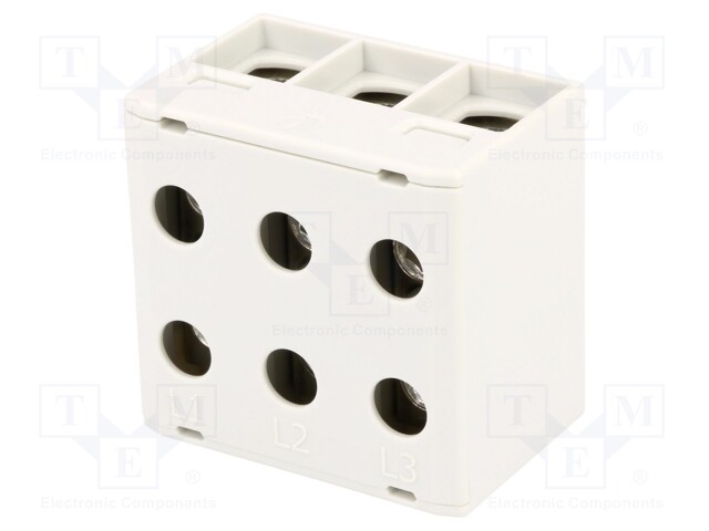 Splice terminal: rail; 1.5÷50mm2; ways: 3; terminals: 6; grey; TS35