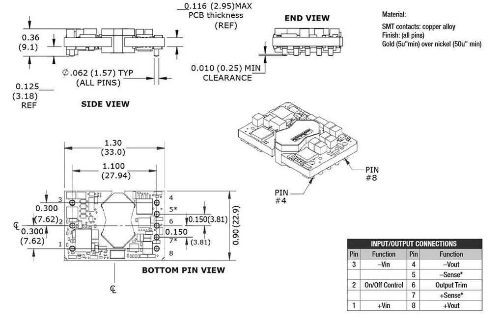 Converter: DC/DC; 49.5W; Uin: 18÷75V; Uout: 3.3VDC; Iout: 15A; SMD