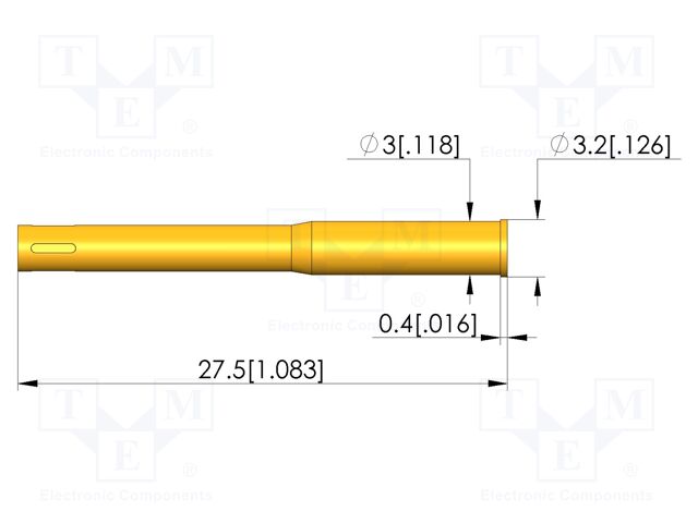 Test probe socket; gold-plated; Flange height: 0.4mm