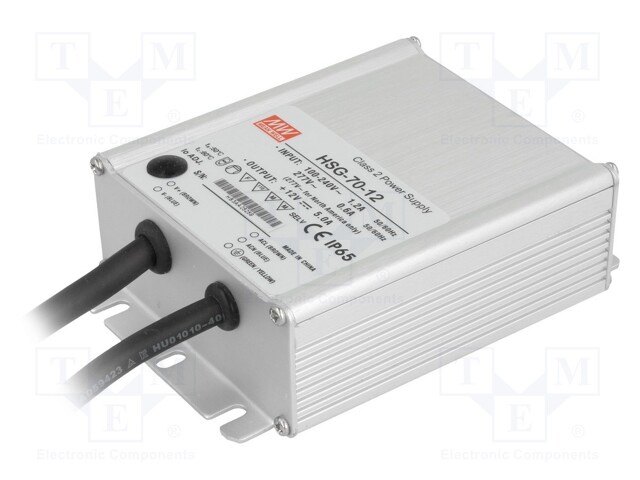Power supply: switched-mode; LED; 60W; 12VDC; 3÷5A; 90÷305VAC; IP65