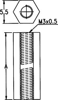 Screwed spacer sleeve; hexagonal; polyamide; M3; 4mm
