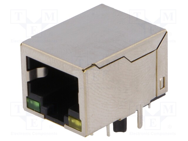 Socket; RJ45; PIN: 8; shielded,with LED; Layout: 8p8c; THT
