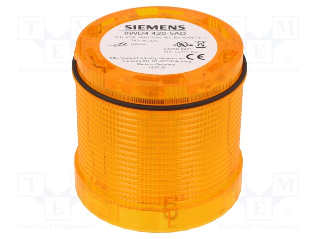 Signaller: lighting; LED; yellow; Usup: 24VDC; Usup: 24VAC; IP65