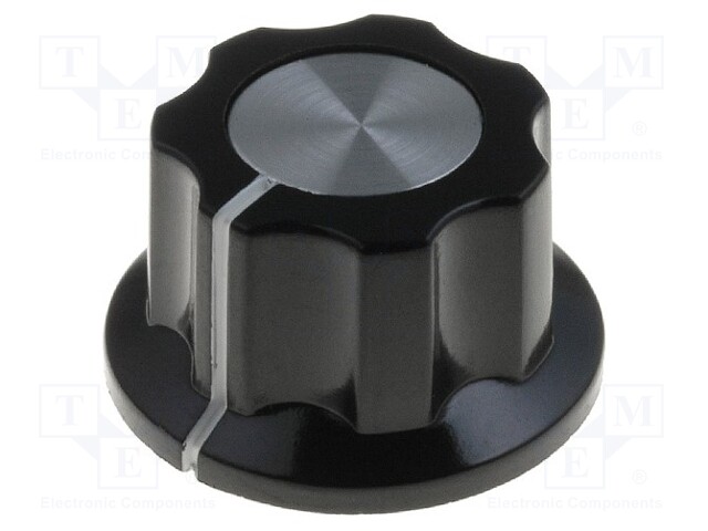 Knob; with flange; bakelite; Shaft d: 6.35mm; Ø15.7x11.5mm; silver