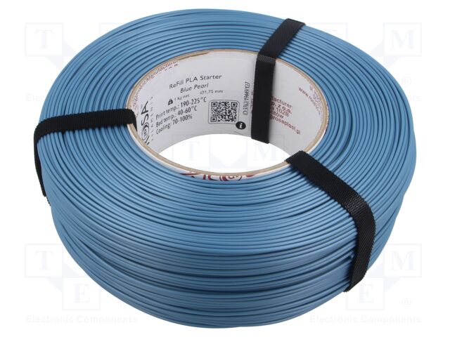 Filament: PLA; 1.75mm; blue pearl; 185÷225°C; 1kg; refill