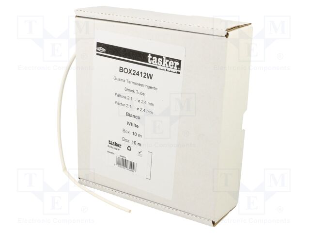 Heat shrink sleeve; glueless; 2: 1; 2.4mm; L: 10m; white