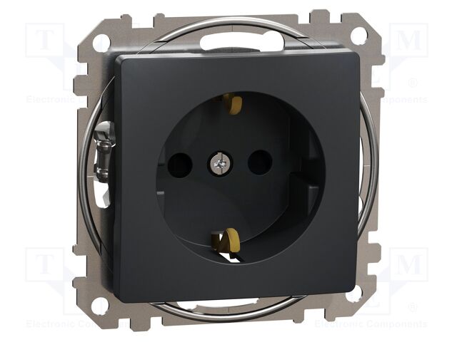 F-type socket (Schuko); 250VAC; IP20; anthracite; Sedna; 2P+PE