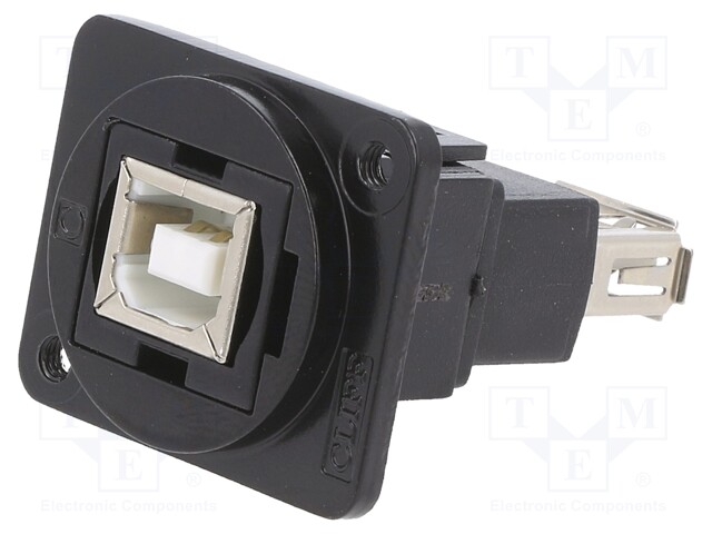 Coupler; USB A socket,USB B socket; FT; USB 2.0; metal; 19x24mm