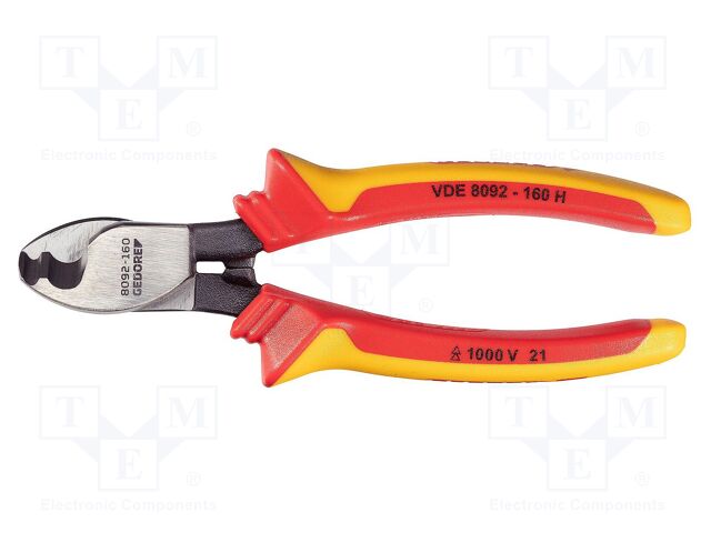 Pliers; cutting,insulated; 160mm
