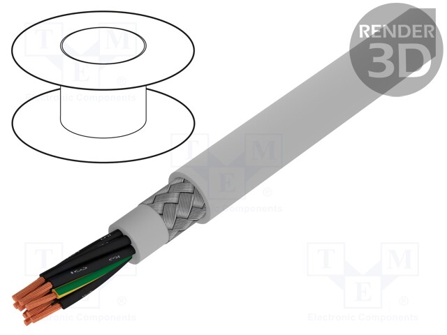 Wire; Pro-Met; 9G1mm2; tinned copper braid; PVC; grey; 300/500V