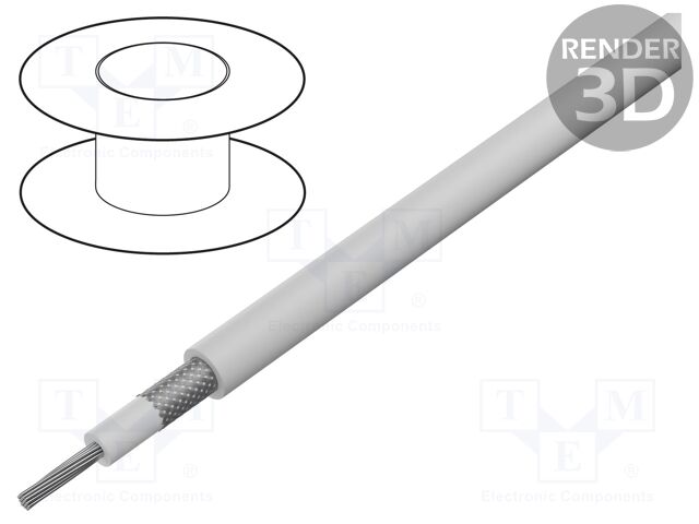 Wire; 1x22AWG; stranded; Cu; PTFE; white; -65÷200°C; 600V; CPR: Eca