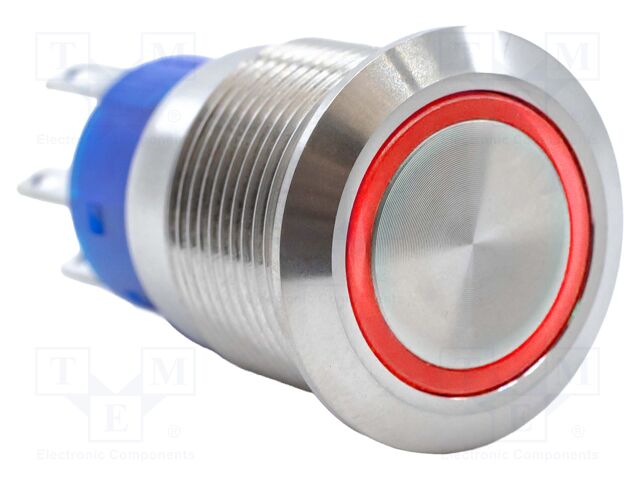 Switch: vandal resistant; DPDT; 3A/250VAC; IP67; ON-(ON); red; 3V