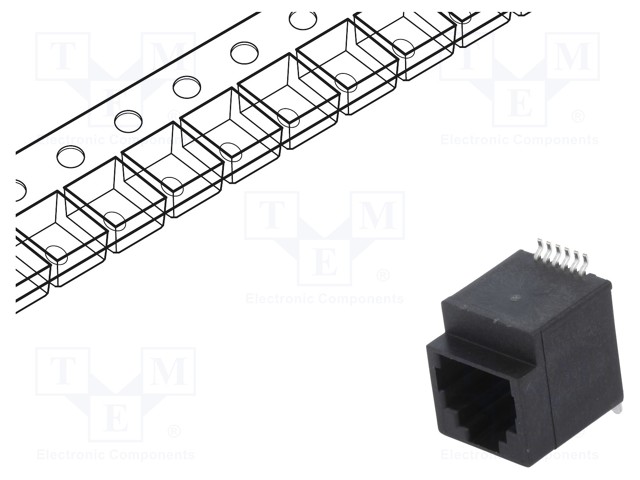 Socket; RJ12; PIN: 6; Cat: 5; Layout: 6p6c; SMT; vertical