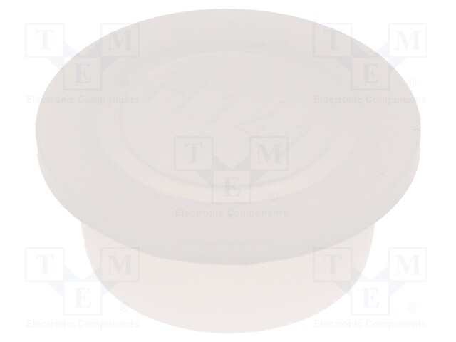 Plugs; Body: semi-transparent; Out.diam: 27mm; H: 12mm; Mat: LDPE