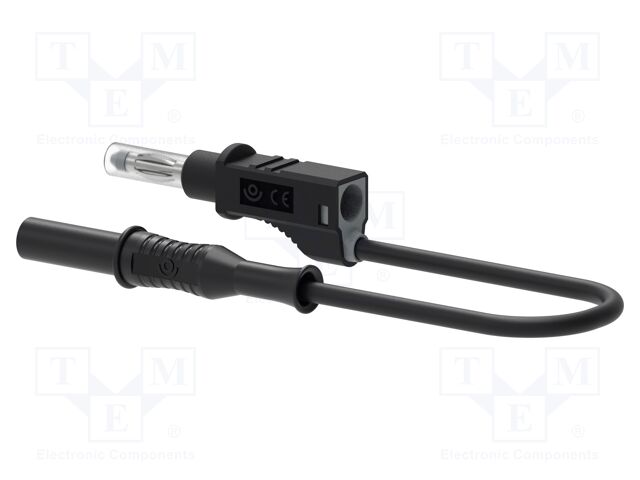 Test lead; 20A; banana plug 4mm,both sides; Len: 1m; black